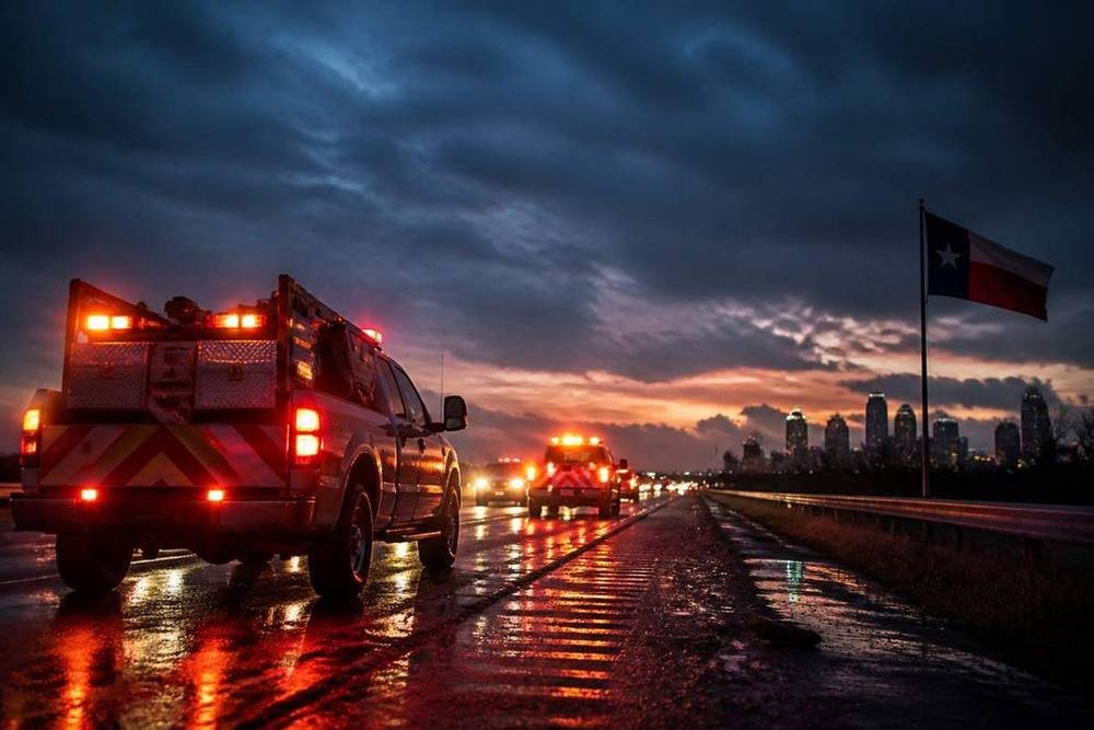 Texas roadside emergency dispatch at night